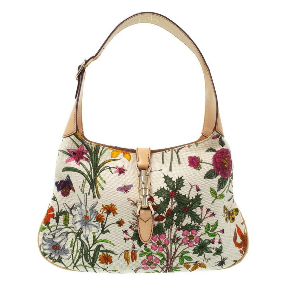 GUCCI Jackie Floral Flower Semi Shoulder Bag
